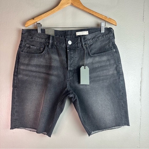 All Saints switch black washed skinny men’s shorts Sz 34 - Picture 4 of 11